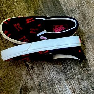 Boys black VANS slip on shoes Waffle Lovers